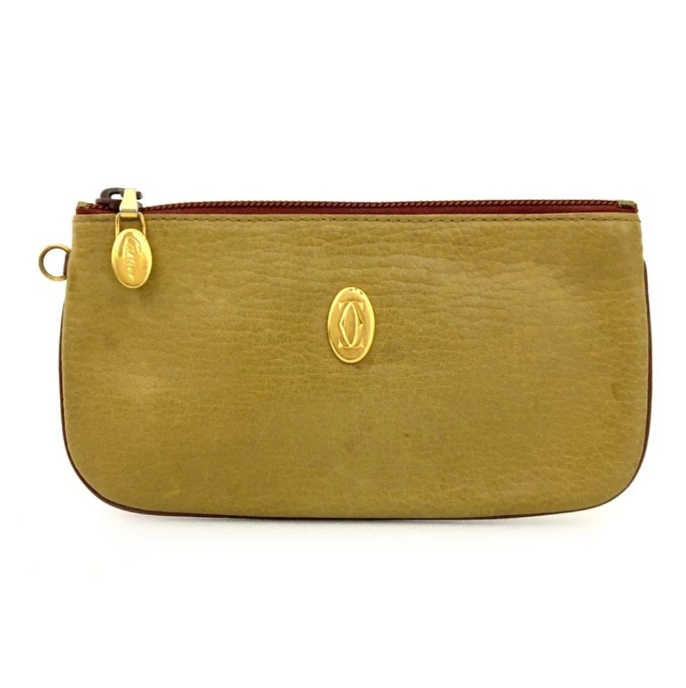 MUST DE CARTIER BEIGE COIN PURSE WALLET /80555 - Picture 1 of 9